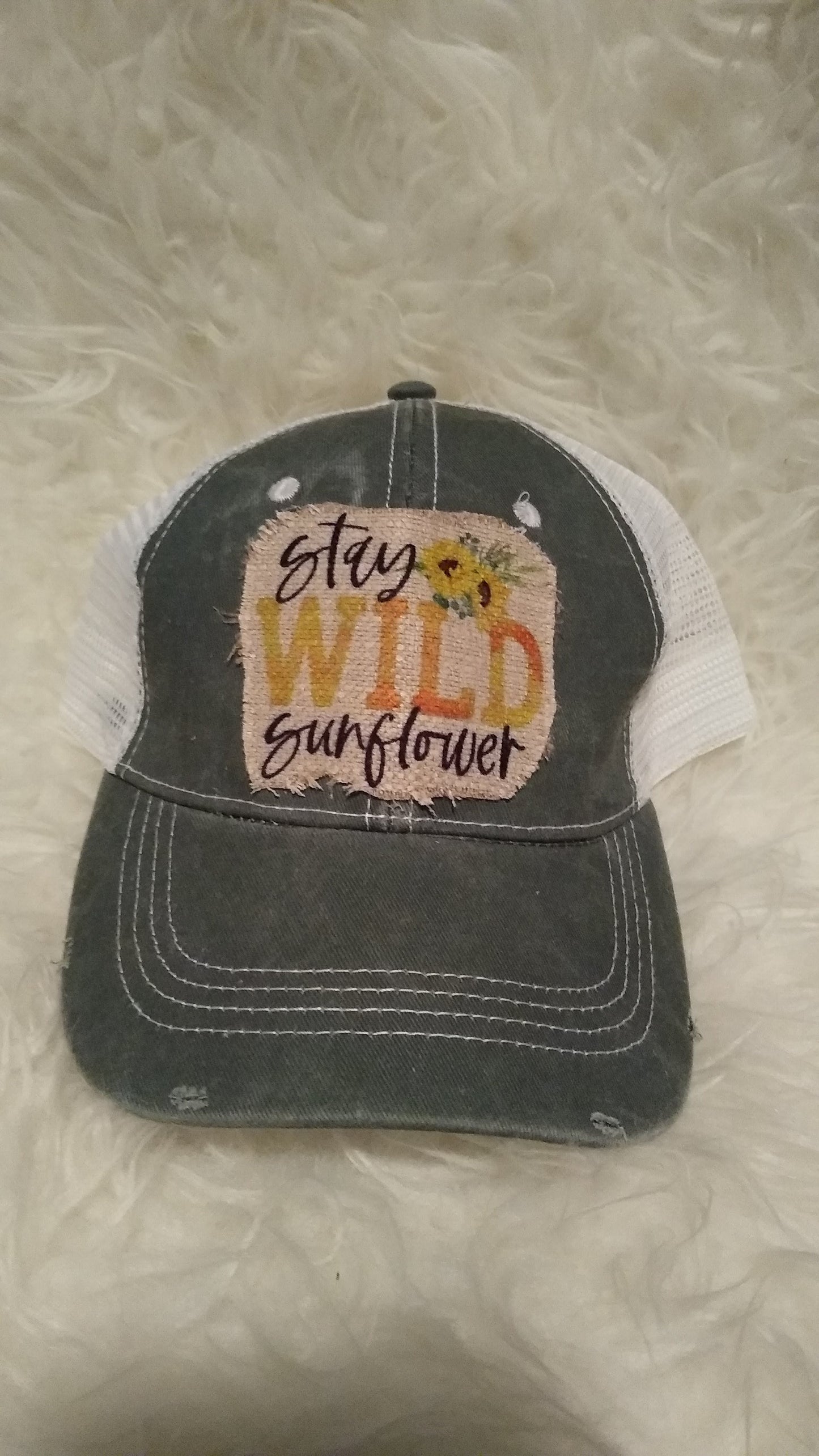 Distressed hats with custom made hat patches