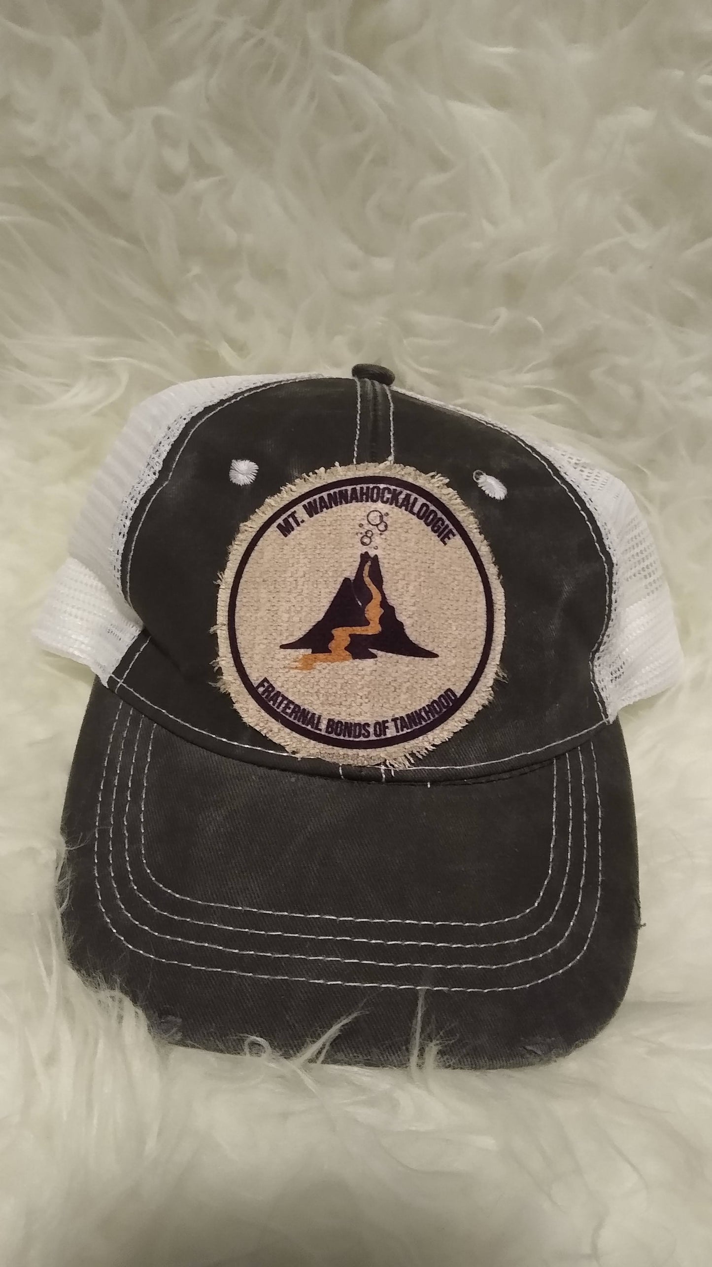 Distressed hats with custom made hat patches