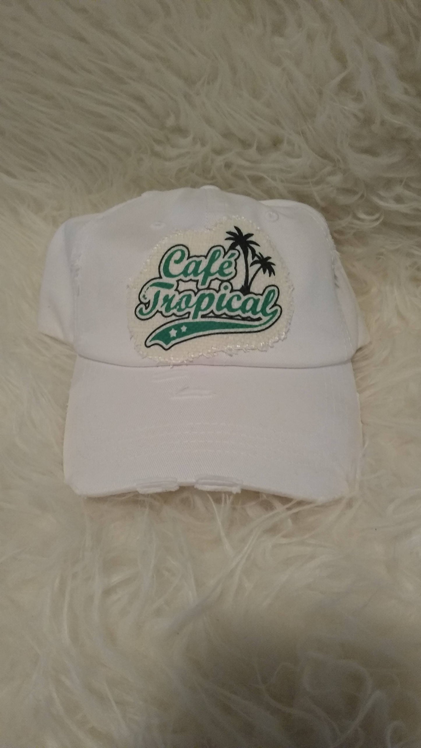 Distressed hats with custom made hat patches