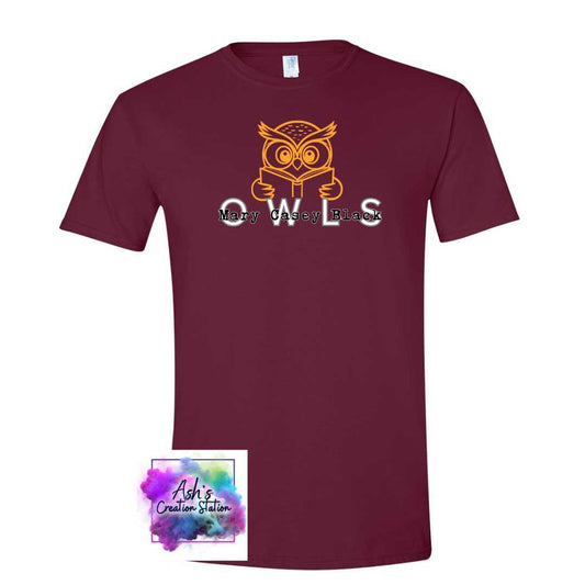 MCB - Maroon Owl Reading Tshirt
